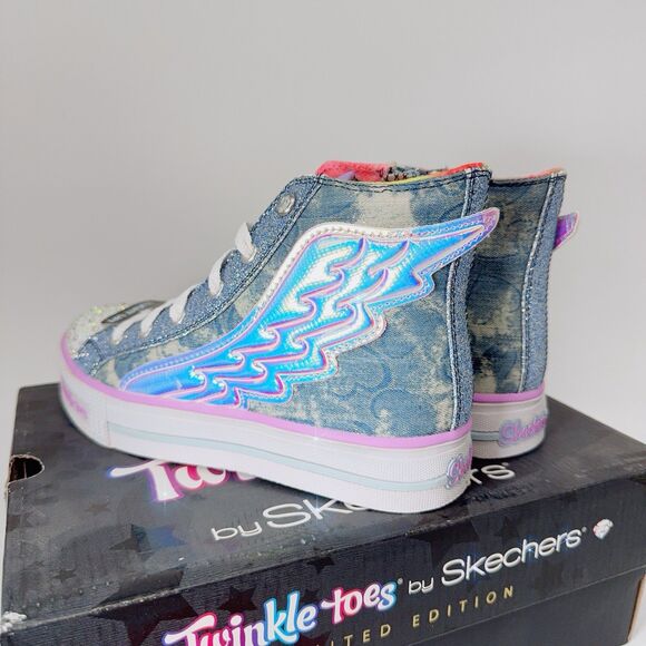 Skechers Twinkle Toes Limited Edition Girl’s Light Up Wings Glitter Boots 2 33.5 - Picture 4 of 11